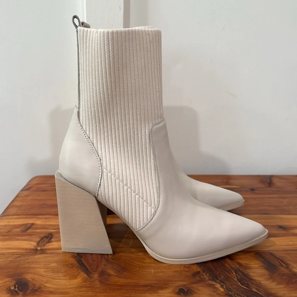 Steve Madden Women's Tackle Ankle Boots in White/Cream Leather